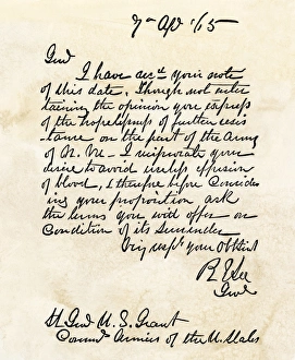 General Lees note agreeing to a surrender, 1865 General Lees note agreeing to a surrender, 1865