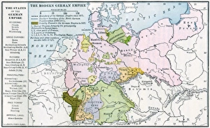 <b class=qtipBold><figcaption>Germany before World War I</figcaption></b><br>Map of the German Empire before World War I, circa 1912. Printed color lithograph<br><em>© North Wind Picture Archives</em> Germany before World War I