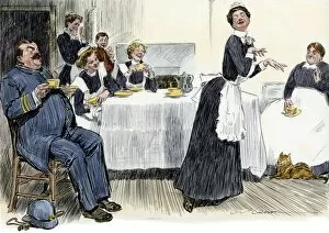 Household servants sharing a laugh, 1900