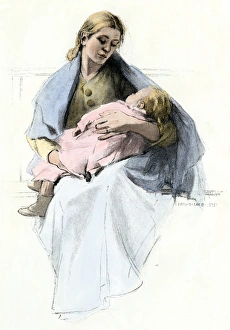 Immigrant mother and infant arriving in America Immigrant mother and infant arriving in America