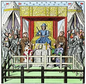 Judge and courtroom in the Middle Ages