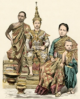 Quadro Su Tela Rama IX Famiglia Reale Thailandia – Foto Vintage 1960, 40x61 Cm, Stampa Francese