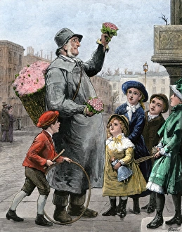 Peddle Gallery: London flower vendor, 1800s