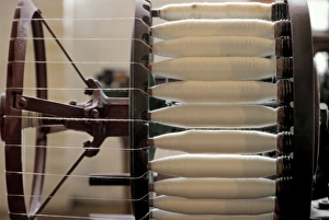 Machine-spun thread on a bobbin in the Lowell mills Machine-spun thread on a bobbin in the Lowell mills