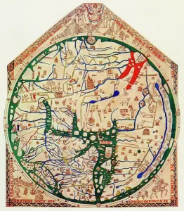 The Hereford Mappa Mundi Print, 19th century color halftone reproduction