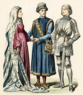 Medieval German couple and a knight Medieval German couple and a knight