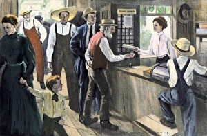 Meeting the new postmistress, early 1900s Meeting the new postmistress, early 1900s