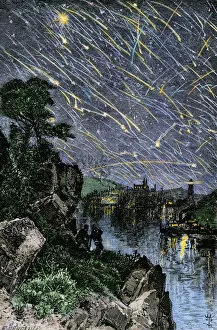 Related Images Collection: Meteor shower over the Mississippi River, 1833