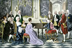 Austrian Collection: Mozart and his sister playing for Empress Maria Theresa