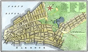 <b class=qtipBold><figcaption>New York City map, 1767</figcaption></b><br>Map of New York City in 1767. Hand-colored woodcut of an 18th-century illustration<br><em>© North Wind Picture Archives</em> New York City map, 1767