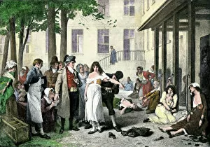 1700s Collection: Pinel releasing mental patients from shackles in France, 1796