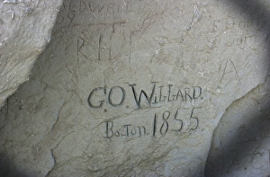 Pioneer name in Register Rock on the Oregon Trail, 1855 Pioneer name in Register Rock on the Oregon Trail, 1855