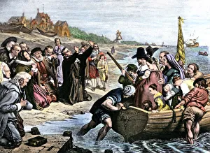 Plymouth colonists embarking on the Mayflower voyage, 1620 Plymouth colonists embarking on the Mayflower voyage, 1620