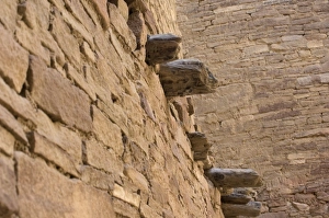 Pueblo Bonito wall and vigas, Chaco Canyon NM Pueblo Bonito wall and vigas, Chaco Canyon NM