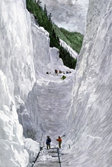 Railroad blocked by snow in the Rockies Railroad blocked by snow in the Rockies