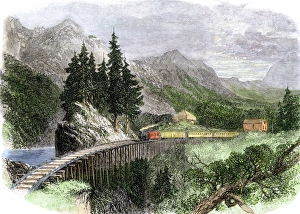 Railroad in Oregons Cascade Mountains, 1860s Railroad in Oregons Cascade Mountains, 1860s