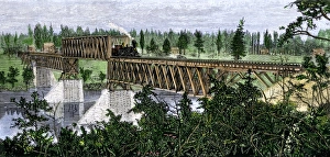 Railroad trestle over the Mississippi River in Minnesota Railroad trestle over the Mississippi River in Minnesota