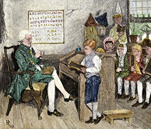 Reading lesson in a Pennsylvania classroom, 1700s Reading lesson in a Pennsylvania classroom, 1700s