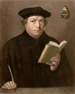 Martin Luther Prints: Martin Luther Print: Hand-colored engraving reproduction of a portrait