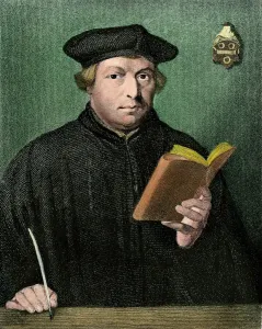 Martin Luther Prints: Martin Luther Print: Hand-colored Engraving of a Portrait