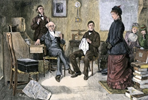 School board interviewing a teacher, 1800s School board interviewing a teacher, 1800s