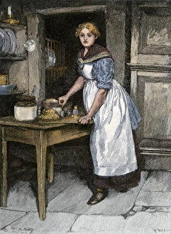 Scots housewife preparing haggis, 1800s Scots housewife preparing haggis, 1800s