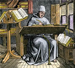 Scribe copying manuscripts in the Middle Ages Scribe copying manuscripts in the Middle Ages