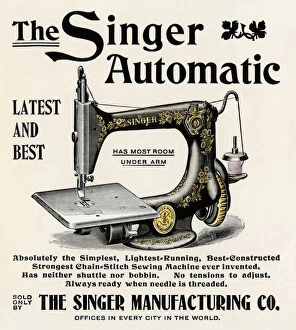 America Collection: Singer sewing machine ad, 1890s