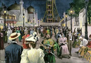 Chicago Nighttime Midway Print, 1893