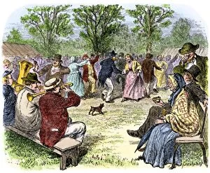 s ummer holiday celebration in an American village, 1800s