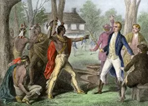 Native Americans Collection: Tecumseh confronting William Henry Harrison