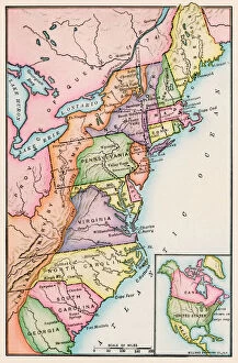 Revolutionary War Collection: Thirteen original colonies in 1776