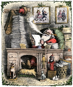 Thomas Nast Santa Claus reading his mail, 1800s Thomas Nast Santa Claus reading his mail, 1800s