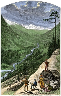 Tourists hiking in the Colorado Rockies, 1870s Tourists hiking in the Colorado Rockies, 1870s