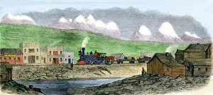 Transcontinental railroad in a Wyoming frontier town Transcontinental railroad in a Wyoming frontier town