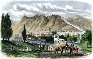 Travelers on the road to Antioch, 1800s Travelers on the road to Antioch, 1800s