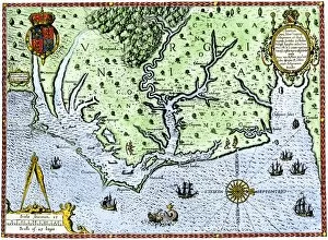 Powhatan Gallery: Virginia map, 1588