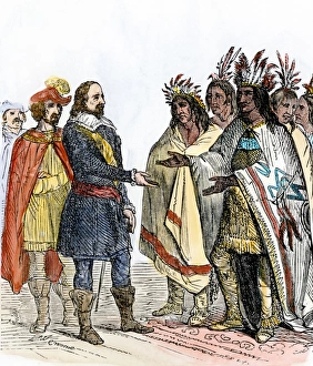 Wampanoags and Plymouth colonists pledge peace, 1621 Wampanoags and Plymouth colonists pledge peace, 1621