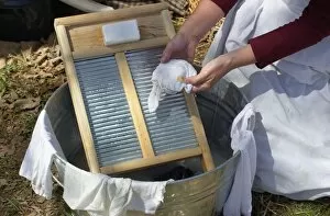 Household Chore Gallery: Washboard for scrubbing laundry in the 1800s