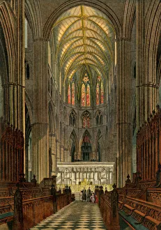 <b class=qtipBold><figcaption>Westminster Abbey, London</figcaption></b><br>Westminster Abbey, seen from the Choir. Color lithograph reproduction of an illustration<br><em>© North Wind Picture Archives</em> Westminster Abbey, London