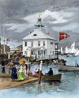 Boating Gallery: Yacht club in Newport, Rhode Island, 1880s