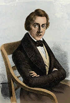 <b class=qtipBold><figcaption>Young Chopin</figcaption></b><br>Frederic Chopin at age 34. Digitally colored reproduction of a contemporary portrait<br><em>© Maryann Groves/North Wind Picture Archives</em> Young Chopin