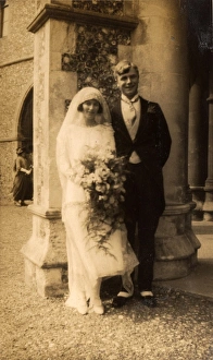 Lancing Gallery: Bride and Groom on Wedding Day, 1925