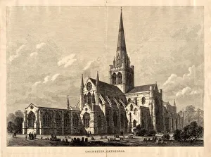Spire Gallery: Engraving of Chichester Cathedral, 1881