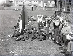 Pupils in fancy dress at Lancastrian Infants School, Chichester, May 1956 Pupils in fancy dress at Lancastrian Infants School, Chichester, May 1956