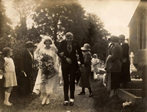 Lancing Gallery: Wedding Couple being showered with confetti, 1925