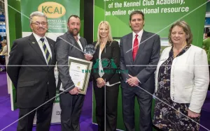 <b class=qtipBold><figcaption>Crufts 2018</figcaption></b><br>Picture shows KCAI Trainer of the Year Barry Harris (2nd left) with judges L-R Paul Rawlings, Janine Beacher, Andy Fielding and Kathryn Sims, (Saturday 10.03.18), the third day of Crufts 2018, at the NEC Birmingham.<br><em>© Flick.digital</em> Crufts 2018