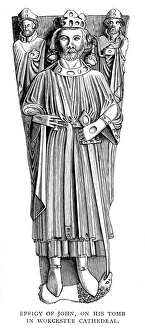 (1167-1216). King of England, 1199-1216. Line engraving of the effigy of King John on his (1167-1216). King of England, 1199-1216. Line engraving of the effigy of King John on his