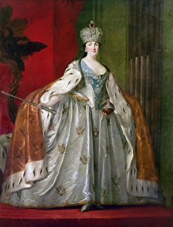 (1729-1796). Empress of Russia, 1762-1796. Painting of Catherine II in her coronation gown, c1762 (1729-1796). Empress of Russia, 1762-1796. Painting of Catherine II in her coronation gown, c1762