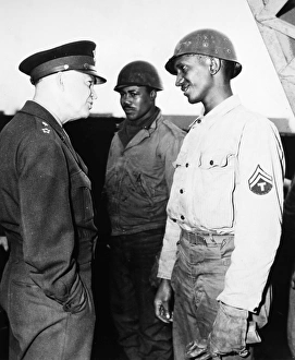 (1890-1969). 34th President of the United States. Eisenhower talking to T/5 William (1890-1969). 34th President of the United States. Eisenhower talking to T/5 William